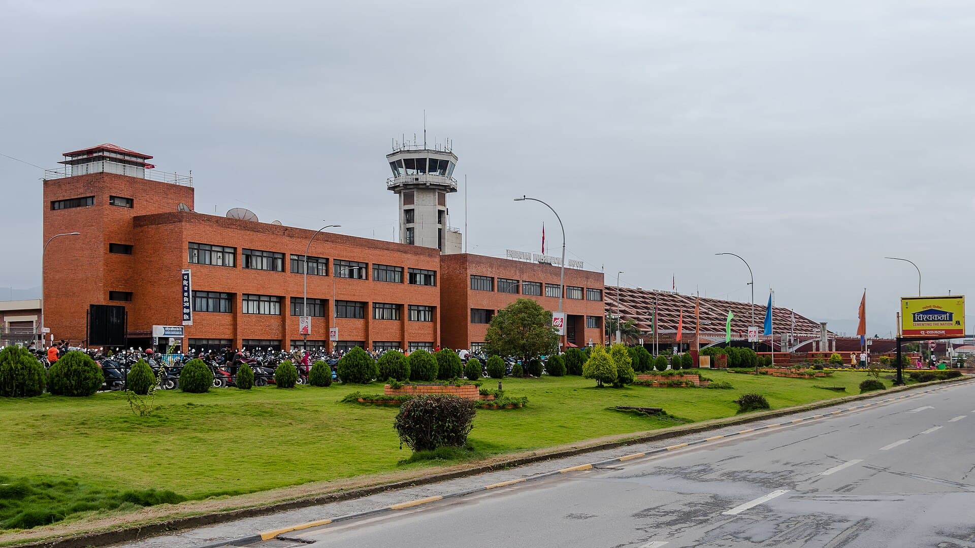 Tribhuvan International Airport terminal in Kathmandu, the departure point for students leaving Nepal